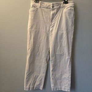 Ann Taylor Corduroy Wide Leg Pants Women's 12 Cream High Rise